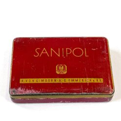 Vintažinė skardinė vaistų dėžutė “Sanipol” 7×10,5×2 cm