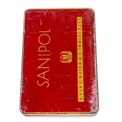 Vintažinė skardinė vaistų dėžutė “Sanipol” 7×10,5×2 cm