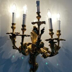 Žalvariniai sieniniai penkių šakų šviestuvai 2 vnt. komplektas 24x48x60 cm