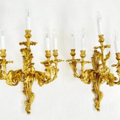 Žalvariniai sieniniai penkių šakų šviestuvai 2 vnt. komplektas 24x48x60 cm