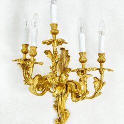 Žalvariniai sieniniai penkių šakų šviestuvai 2 vnt. komplektas 24x48x60 cm