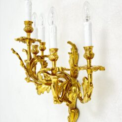 Žalvariniai sieniniai penkių šakų šviestuvai 2 vnt. komplektas 24x48x60 cm