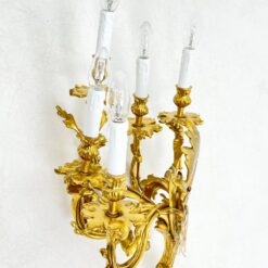 Žalvariniai sieniniai penkių šakų šviestuvai 2 vnt. komplektas 24x48x60 cm