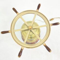 Staliukas iš jūrinio žibinto ir laivo vairo, su apšvietimu 70x70x41 cm
