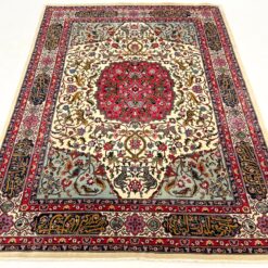 Vilnonis rankų darbo kilimas su gyvūnų ir paukščių atvaizdais 336x244x0,4 cm