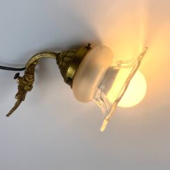 Žalvariniai sieniniai šviestuvai stiklo gaubtais 2 vnt. kompl. 16x14x25 cm