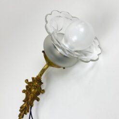 Žalvariniai sieniniai šviestuvai stiklo gaubtais 2 vnt. kompl. 16x14x25 cm