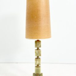 Stalinis šviestuvas iš onikso ir žalvario su kartono gaubtu 25,5×25,5×85,5 cm