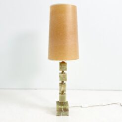 Stalinis šviestuvas iš onikso ir žalvario su kartono gaubtu 25,5×25,5×85,5 cm