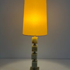 Stalinis šviestuvas iš onikso ir žalvario su kartono gaubtu 25,5×25,5×85,5 cm