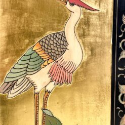 Rytietiška medinė širma su gervių atvaizdais 2x164x183,5 cm