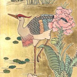 Rytietiška medinė širma su gervių atvaizdais 2x164x183,5 cm