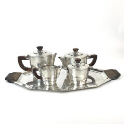 Art Deco penkių dalių servizas iš sidabruoto metalo 33x59x16 cm