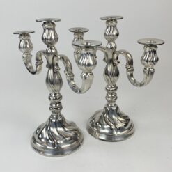 Trijų šakų žvakidės iš sidabruoto metalo 2 vnt. komplektas 14x31x31 cm