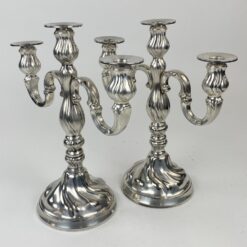 Trijų šakų žvakidės iš sidabruoto metalo 2 vnt. komplektas 14x31x31 cm