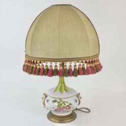 Keramikinis stalinis šviestuvas su tekstilės gaubtu 42x42x62 cm