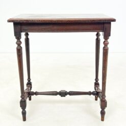 Senovinis ąžuolinis staliukas inkrustuotu stalviršiumi 47x72,5x79 cm