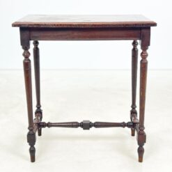 Senovinis ąžuolinis staliukas inkrustuotu stalviršiumi 47×72,5×79 cm