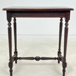 Senovinis ąžuolinis staliukas inkrustuotu stalviršiumi 47×72,5×79 cm