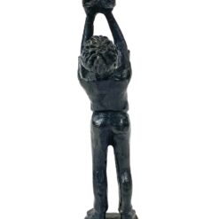 Metalinė berniuko su paukščiu rankose statula 5x4x16 cm