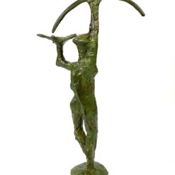 Abstrakti bronzinė, žaliai dažyta žmogaus skulptūra 10x18x31,5 cm