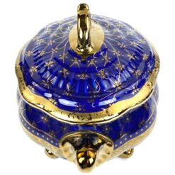 Keramikinis “Wurko” mėlyno ir aukso atspalvių indas su dangčiu 24x38x24 cm