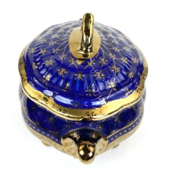 Keramikinis “Wurko” mėlyno ir aukso atspalvių indas su dangčiu 24x38x24 cm