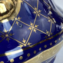 Keramikinis “Wurko” mėlyno ir aukso atspalvių indas su dangčiu 24x38x24 cm