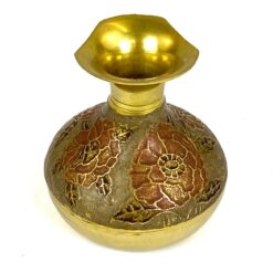 Žalvarinė vazelė su gėlių raštais 10x10x10,5 cm