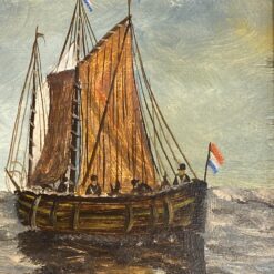 Ant medienos tapytas jūrinės tematikos paveikslas mediniame rėme 3,5x42x33 cm