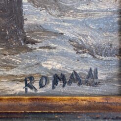 Ant medienos tapytas jūrinės tematikos paveikslas mediniame rėme 3,5x42x33 cm