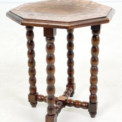 Aštuonkampis ąžuolinis staliukas tekintomis kojomis 37x7x43,5 cm