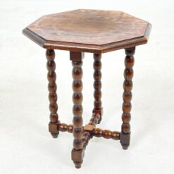 Aštuonkampis ąžuolinis staliukas tekintomis kojomis 37x7x43,5 cm