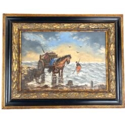 Ant medienos tapytas jūrinės tematikos paveikslas mediniame rėme 3,5x42x33 cm