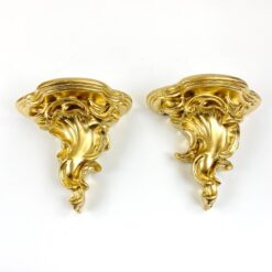 Sieninės aukso spalvos gipso konsolytės 2 vnt. kompl. 8,5x15,5x14,5 cm