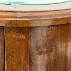 Riešutmedžio spintelės gobeleno ir stiklo stalviršiais 2 vnt. kompl. 40x53x59,5 cm