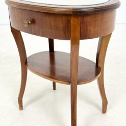 Riešutmedžio spintelės gobeleno ir stiklo stalviršiais 2 vnt. kompl. 40x53x59,5 cm