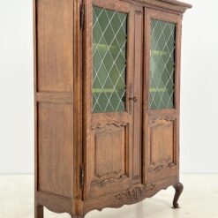 Ąžuolinis bufetas su žalio stiklo durimis 39,5x109x139,5 cm