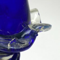 Skaidraus ir mėlynos spalvos stiklo žvakidė 8x8x19 cm