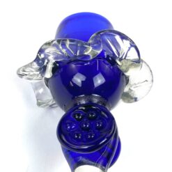 Skaidraus ir mėlynos spalvos stiklo žvakidė 8x8x19 cm
