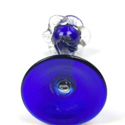 Skaidraus ir mėlynos spalvos stiklo žvakidė 8x8x19 cm