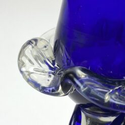 Skaidraus ir mėlynos spalvos stiklo žvakidė 8x8x19 cm