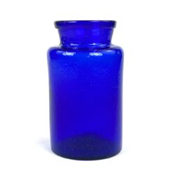 Mėlynos spalvos stiklo vaza 8,5x8,5x15,5 cm