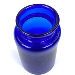 Mėlynos spalvos stiklo vaza 8,5×8,5×15,5 cm