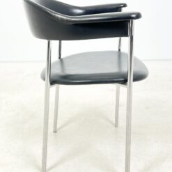 Mid Century stiliaus metalinio rėmo krėslas su eko oda 54x60x74 cm, 44 cm