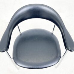 Mid Century stiliaus metalinio rėmo krėslas su eko oda 54x60x74 cm, 44 cm