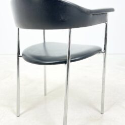 Mid Century stiliaus metalinio rėmo krėslas su eko oda 54x60x74 cm, 44 cm