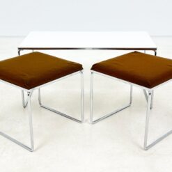 Vintažinių staliuko ir dviejų pufų 3 vnt. komplektas 35,5x71x35 cm