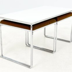 Vintažinių staliuko ir dviejų pufų 3 vnt. komplektas 35,5x71x35 cm