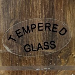 Bauhaus stiliaus staliukas medienos mozaikos ir stiklo stalviršiumi, chromuoto metalo kojomis 150x150x45 cm